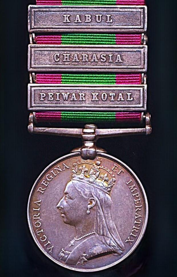 Afghanistan War Medal 1878-80. With 3 x clasps 'Cabul', 'Peiwar Kotal' & ' Charasia' (No 906 Gr. J.W. Wilson. F/A Bde R.H.A.)