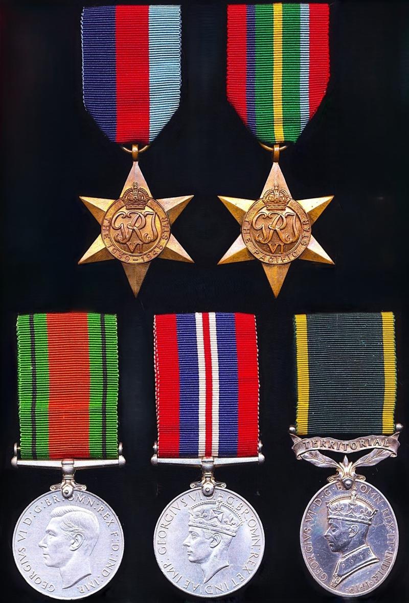 A confirmed High-Risk-Stakes Far East Prisoner of War, 'Saboteur' & veteran of the Battle of Hong Kong campaign & long service medal group of 5: Private Alfred Stanley Pugh, 1st Battalion Middlesex Regiment