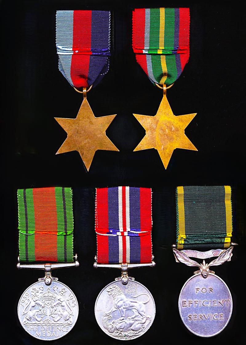 A confirmed High-Risk-Stakes Far East Prisoner of War, 'Saboteur' & veteran of the Battle of Hong Kong campaign & long service medal group of 5: Private Alfred Stanley Pugh, 1st Battalion Middlesex Regiment