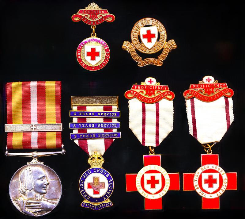 A rare Southern Rhodesian Woman's Second World War era 'Home Front' Red Cross Voluntary service medal group of 5: Miss Kathleen M. Henderson, V.A.D. Detachment 4, Southern Rhodesia Overseas Branch of the British Red Cross Society
