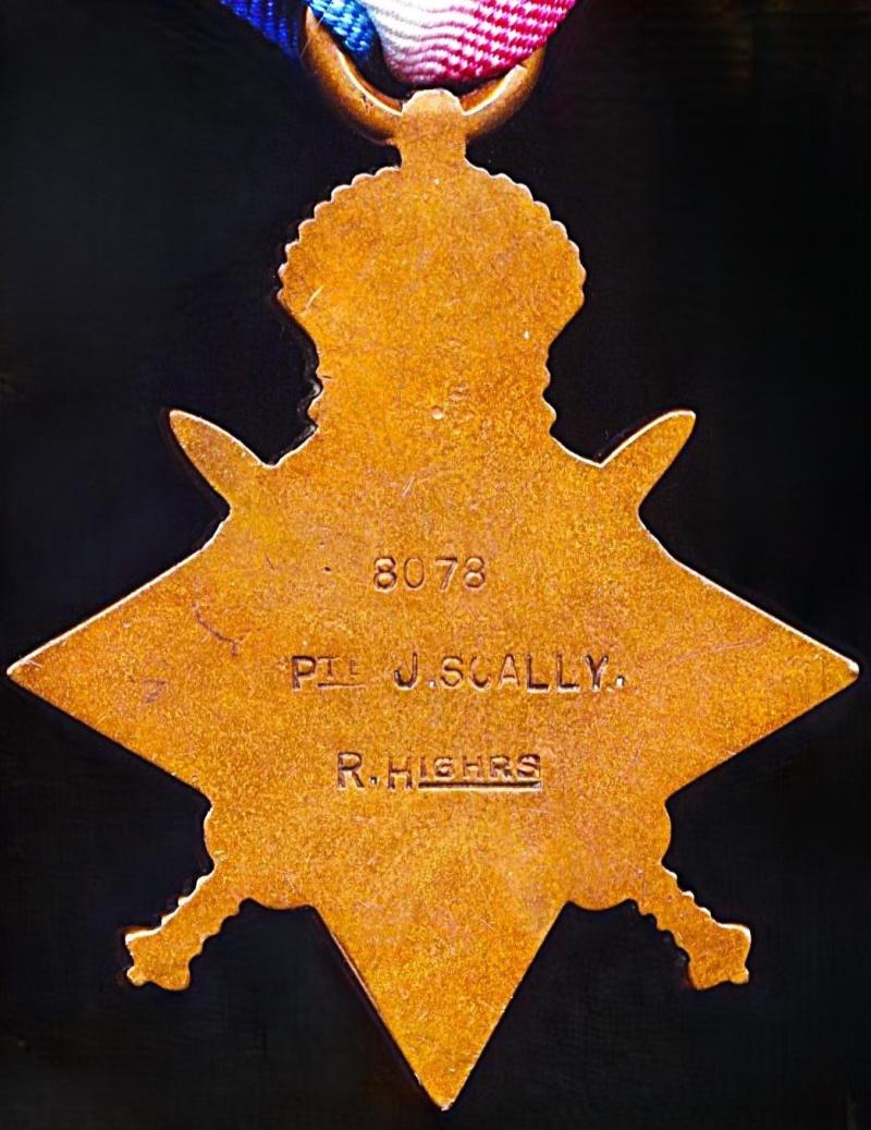 Scot's Wha Hae & 'True-Grit' Personified' - a Mons 1914 Star Trio - to a 'Bayonet Fighter' of the Great War, who was wounded on multiple occasions: Private John Scally, 1st Battalion Royal Highlanders (Black Watch)