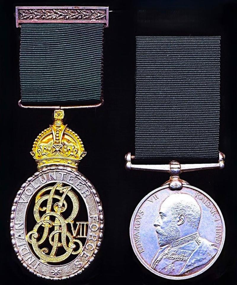A Scottish Railyman's Indian Volunteer Long Service medal pair: Honorary Captain James Miller Mushet, Bombay Baroda & Central India Railway Volunteer Rifle Corps