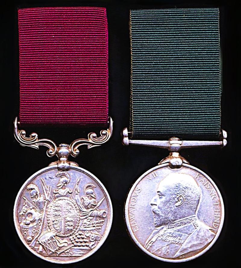 An unusual brace of Long Service medals for service in Simla, the Summer-Capital, of British India: Captain Thomas George Sparkes, Army Service Corps, late Simla Volunteer Rifles, Office of the Adjutant General's Office in India, & Royal Horse Artillery