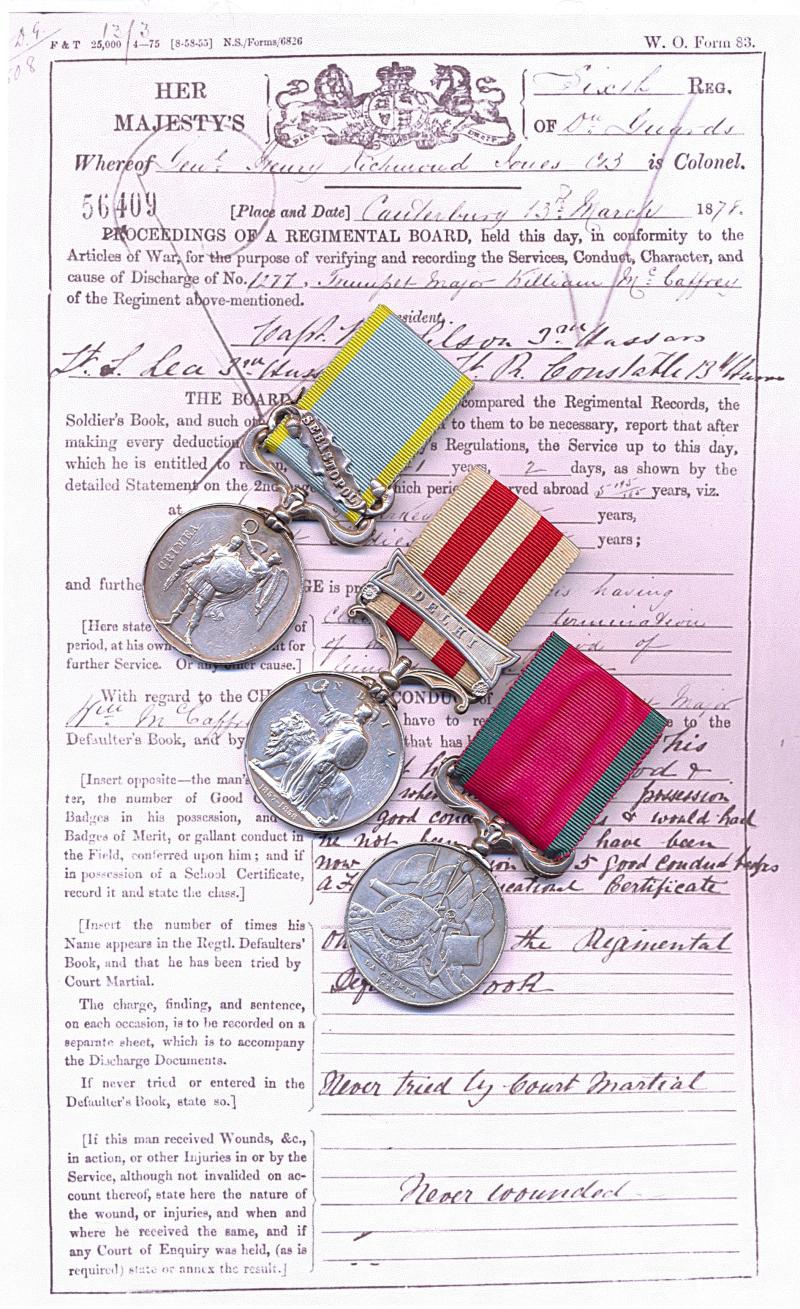 An Intrepid American born Fighting Irish 'Teenage Trumpeter' who witnessed the outbreak of the Indian Mutiny at Meerut Cantonment & later dropped a Rebel with a well aimed pistol-shot: Trumpet-Major William McCaffrey, 6th Dragoon Guards (Carabiniers)