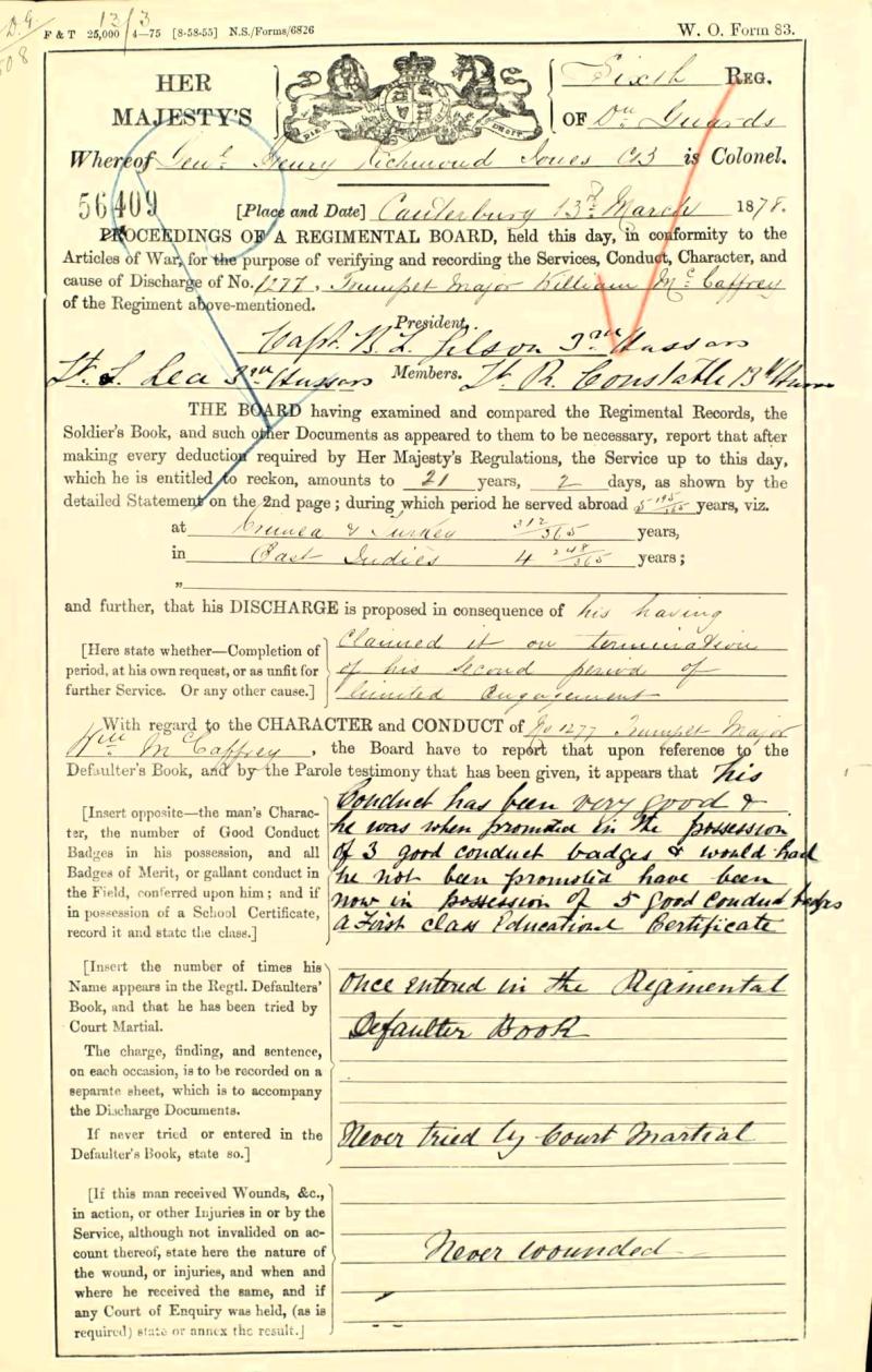An Intrepid American born Fighting Irish 'Teenage Trumpeter' who witnessed the outbreak of the Indian Mutiny at Meerut Cantonment & later dropped a Rebel with a well aimed pistol-shot: Trumpet-Major William McCaffrey, 6th Dragoon Guards (Carabiniers)