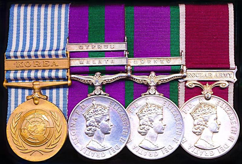 A Penrhiwceiber Glamorgan / Wales interest Korean War & End of Empire Small Wars, campaign & long service medal group of 4: Staff Sergeant Major Iorwerth Webber, Royal Army Pay Corps