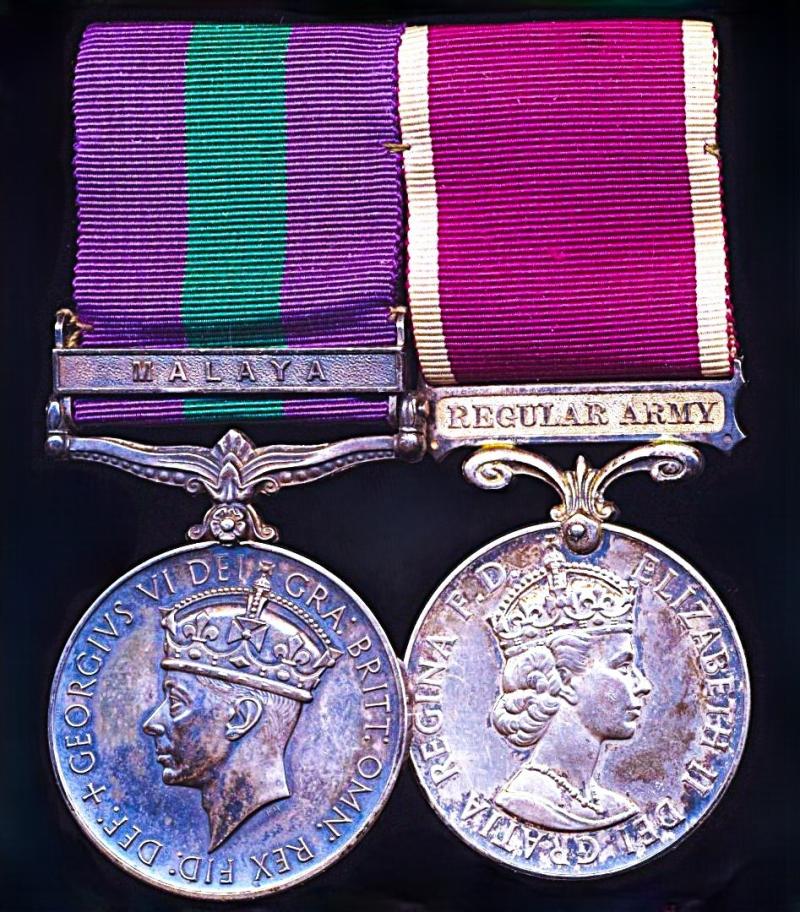 A Bingley (Yorkshire) interest Malaya & Marlinga / Wommera Australia (Nuclear Test Site) & Long Service medal pair: Staff Sergeant Major Ralph Garnett Halliday, Royal Army Pay Corps