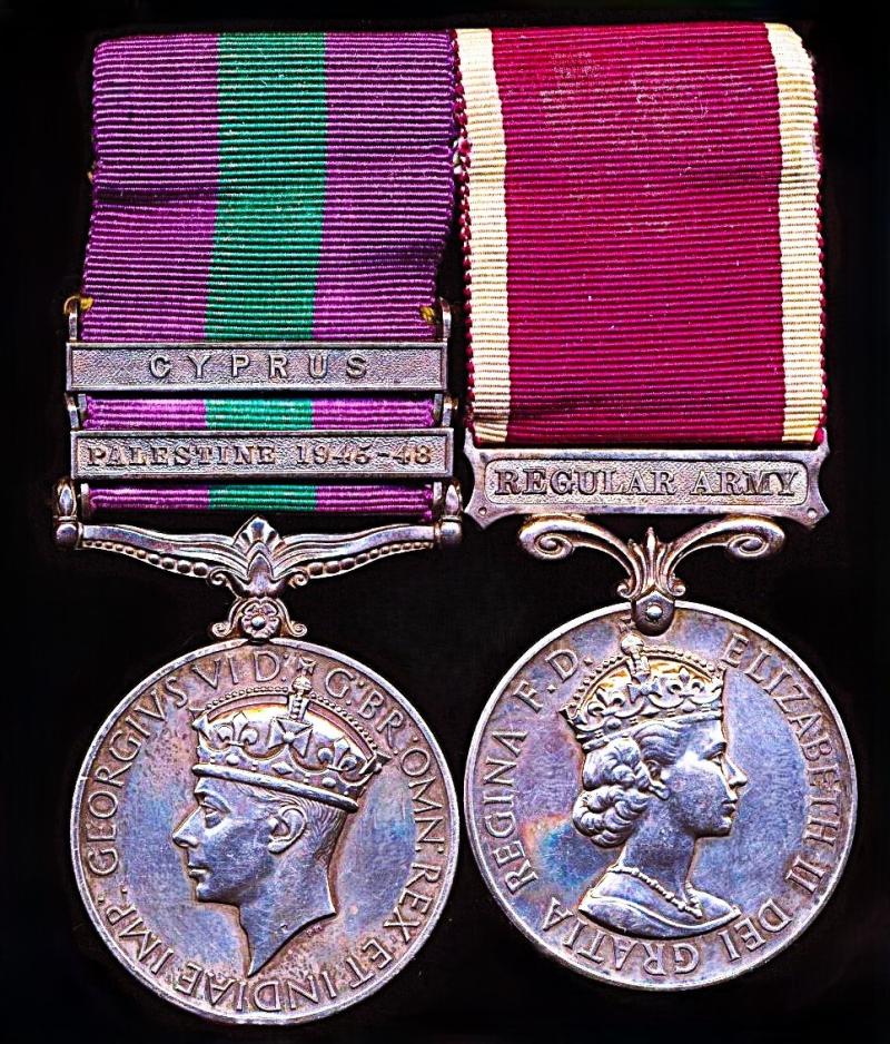 A Post-Second World War campaign and long service medal pair: Staff Sergeant Major Harry Kenneth Barber, Royal Army Pay Corps late 1st Battalion Coldstream Guards