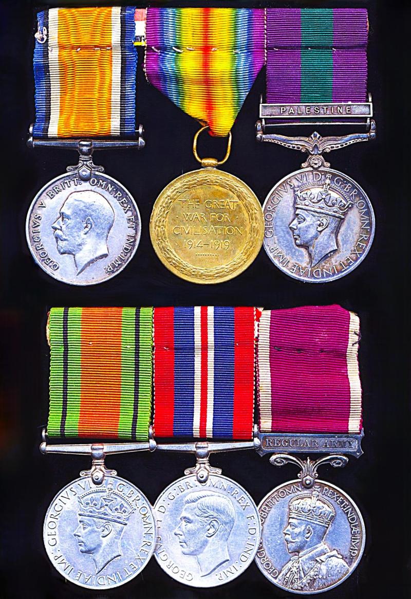 A 'Jock's' World Wars, Palestine & long service medal group of 6: Sergeant James Christopher Somerville, 1st Battalion Argyll & Sutherland Highlanders late Seaforth Highlanders