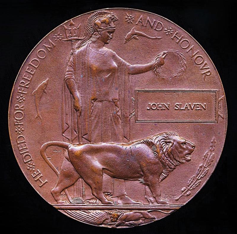 A Wigtownshire Casualty & confirmed 'Battle of Vimy Ridge' gallantry & campaign medal group of 4 together with Memorial Plaque: Corporal John Slaven, M.M., 2nd Battalion King's Own Scottish Borderers