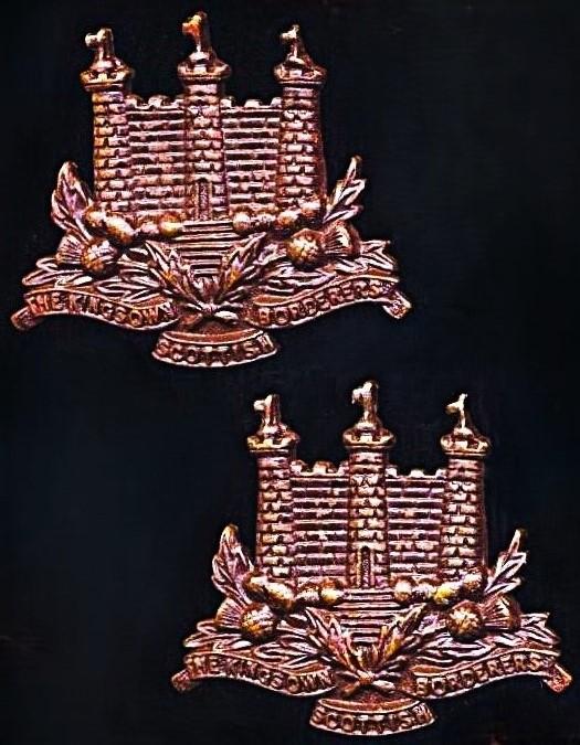 King's Own Scottish Borderers: Pair of Officer's bronze metal collar badges (Officers Service Dress or O.S.D.). Worn by officers (circa 1899-1961)