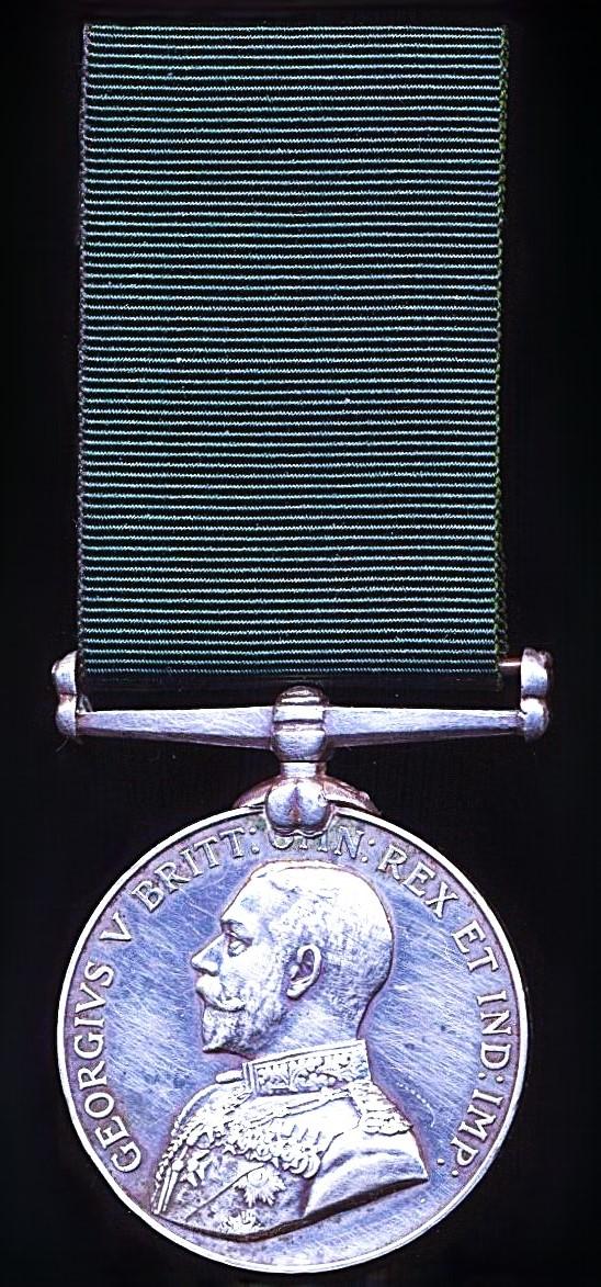 Volunteer Long Service Medal (India & Colonies). GV issue (Pte S. J. Reid, 29-S .I. Rly. Bn. I.D.F.)
