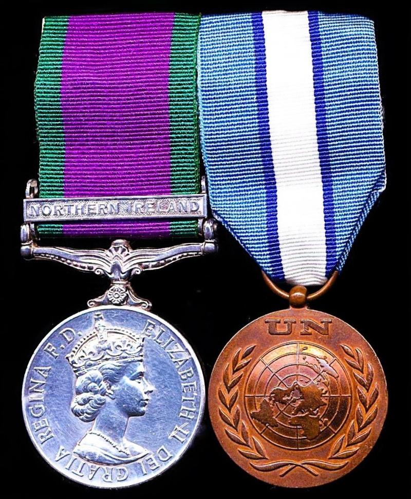 An early United Nations 'Peacekeeping' and 'Operation Banner' campaign medal pair: Private John Edwin Winwood Mellor, 1st Battalion Black Watch (Royal Highland Regiment)