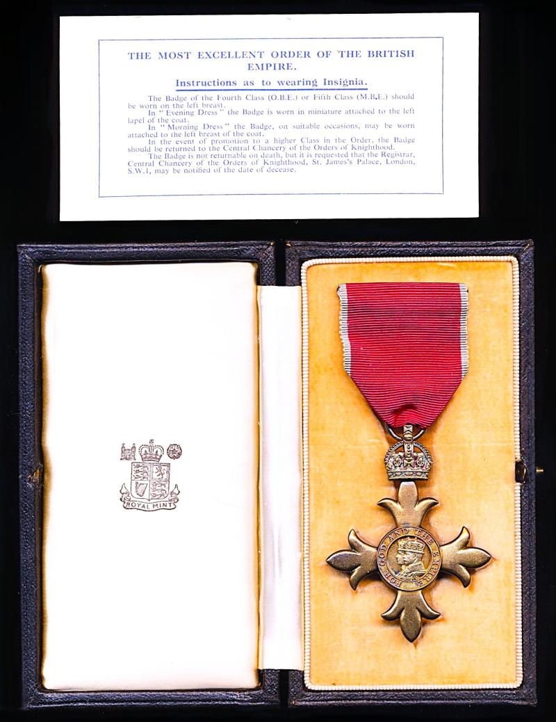 Order Of The Most Excellent Order of the British Empire (Civil). A 4th class Officers (O.B.E.) 2nd type breast badge. Silver gilt