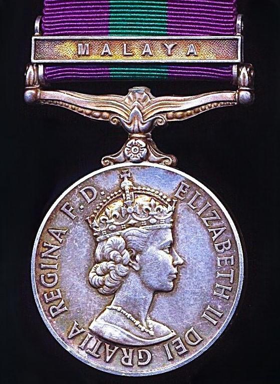 General Service Medal 1918-62. EIIR issue with clasp 'Malaya' (22506485 Pte. W. Green. W. Yorks.)