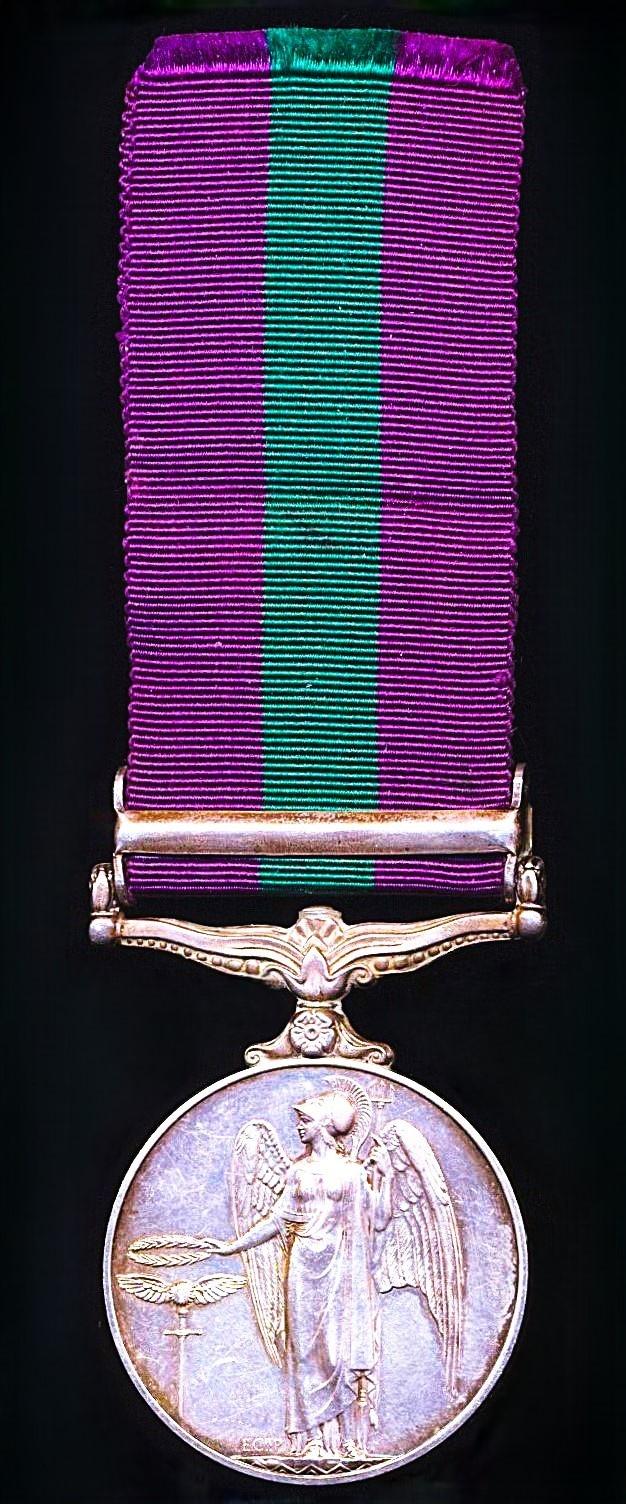 General Service Medal 1918-62. EIIR issue with clasp 'Malaya' (22506485 Pte. W. Green. W. Yorks.)