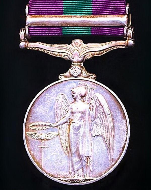 General Service Medal 1918-62. EIIR issue with clasp 'Malaya' (22506485 Pte. W. Green. W. Yorks.)