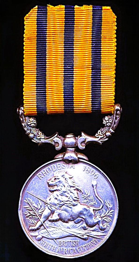 British South Africa Company Medal 1890-97. Reverse 'Rhodesia 1896'. No clasp (Trpr H. Peterson. Robertsons. C.B.C.)