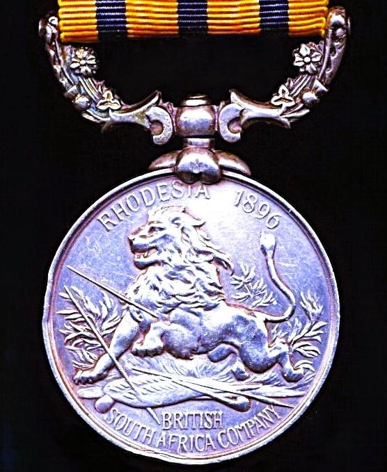 British South Africa Company Medal 1890-97. Reverse 'Rhodesia 1896'. No clasp (Trpr H. Peterson. Robertsons. C.B.C.)