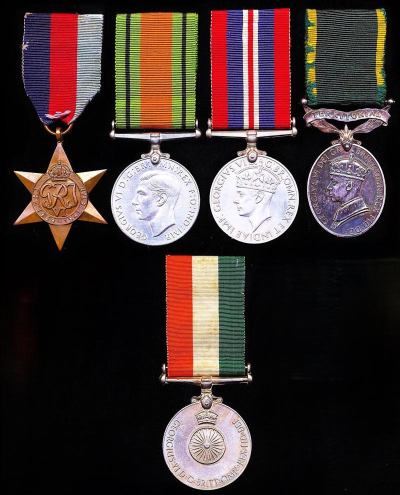 A most interesting & scarce Second World War, long service & Indian Independence Medal group of 5 to a Germany born naturalized British Officer of the Jewish faith: Major Edgar Stuart Straus, Royal Electrical and Mechanical Engineers