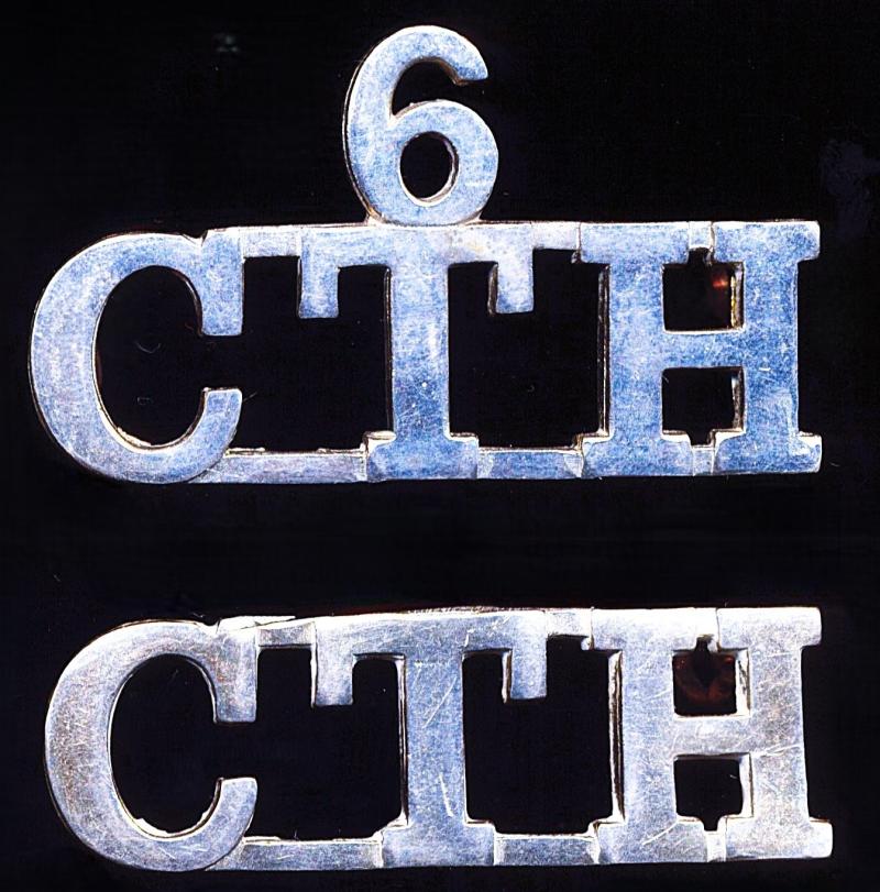 Union of South Africa (1910-61): Cape Town Highlanders. Two different patterns of white-metal regimental shoulder title badges. Circa 1913-1945