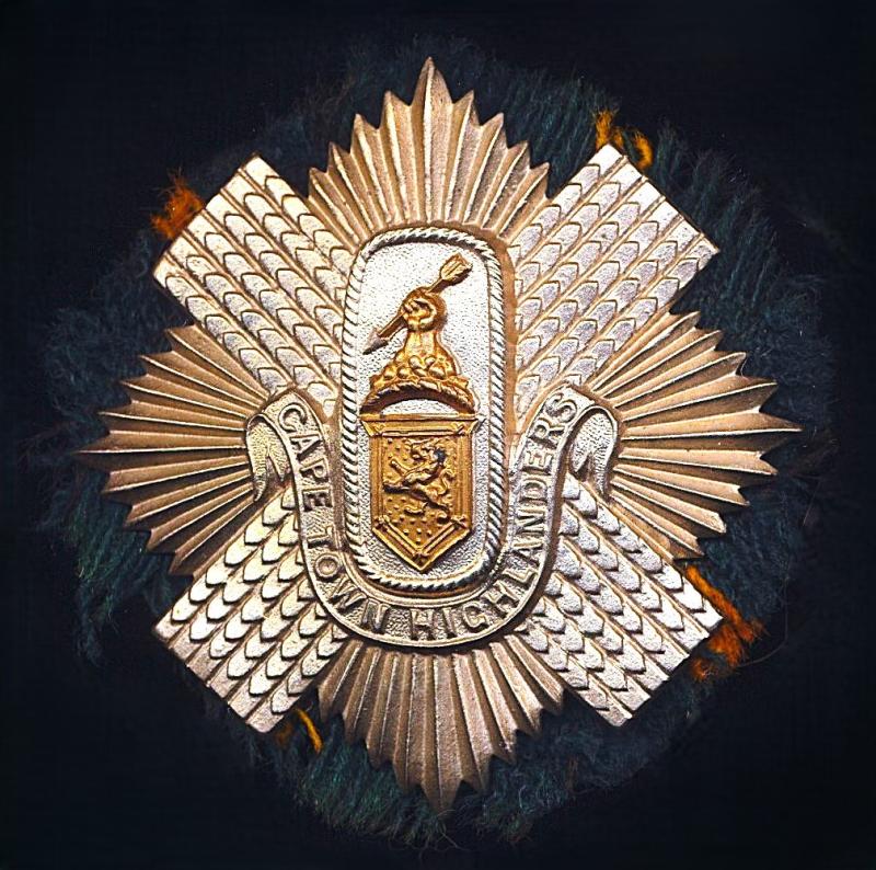 Union of South Africa (1910-61): Cape Town Highlanders. Bi-metal Helmet and Balmoral Bonnet cap badge. Circa 1902-1932