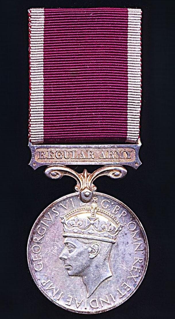 Military Long Service & Good Conduct Medal. GV with 'Regular Army' bar (1862367 Sjt. J. R. T. Hodges. R.E.)