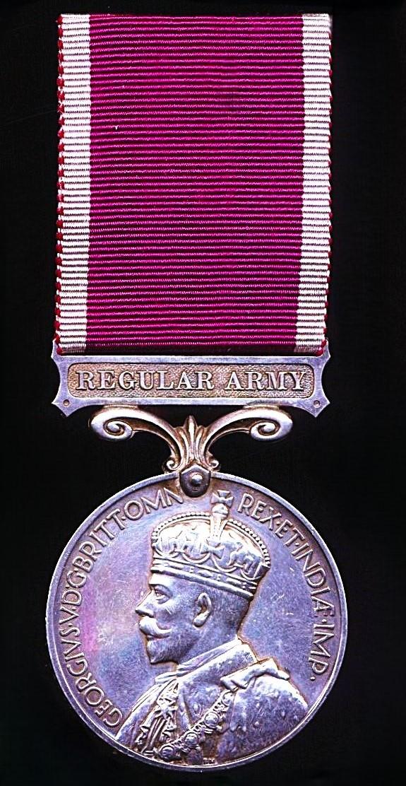 Military Long Service & Good Conduct Medal. GV with 'Regular Army' bar (7809701 Sjt. H. J. Bazley. R.E.)