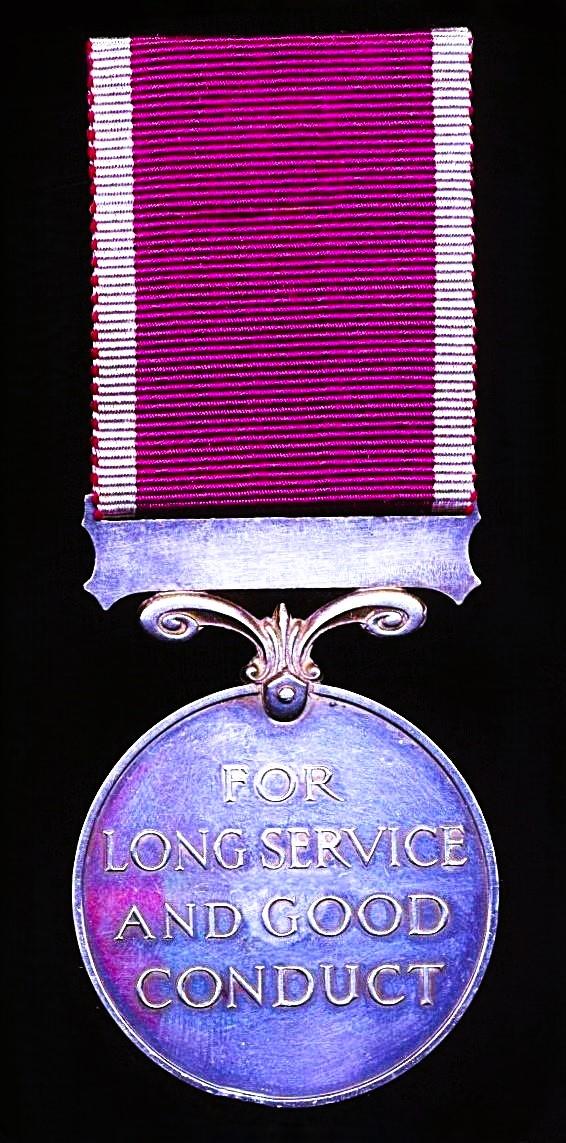 Military Long Service & Good Conduct Medal. GV with 'Regular Army' bar (7809701 Sjt. H. J. Bazley. R.E.)