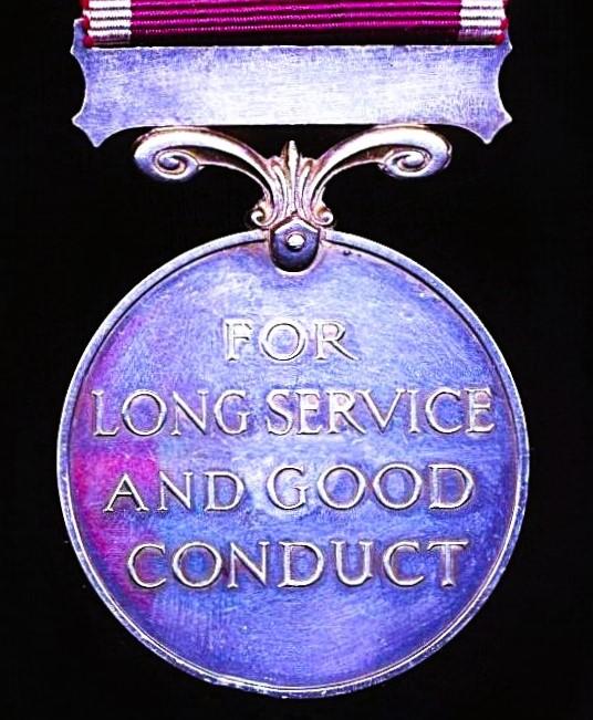 Military Long Service & Good Conduct Medal. GV with 'Regular Army' bar (7809701 Sjt. H. J. Bazley. R.E.)