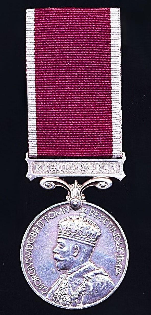 Military Long Service & Good Conduct Medal. GV with 'Regular Army' bar (1859961 Sjt. R. Gold-Spilsbury. R.E.)