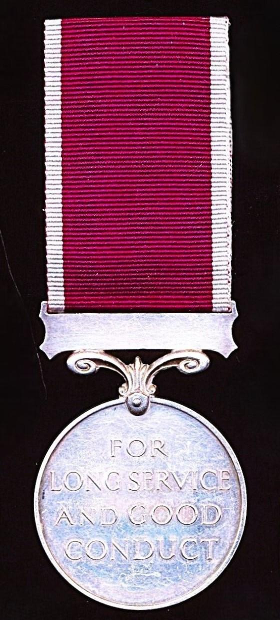 Military Long Service & Good Conduct Medal. GV with 'Regular Army' bar (1859961 Sjt. R. Gold-Spilsbury. R.E.)
