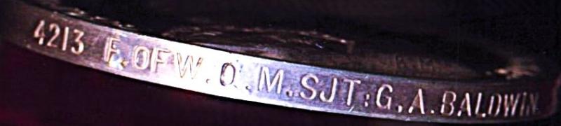 Army Long Service & Good Conduct Medal. GV 1st issue (4213 F. of W. Q.M. Sjt: G. A. Baldwin. R.E.)