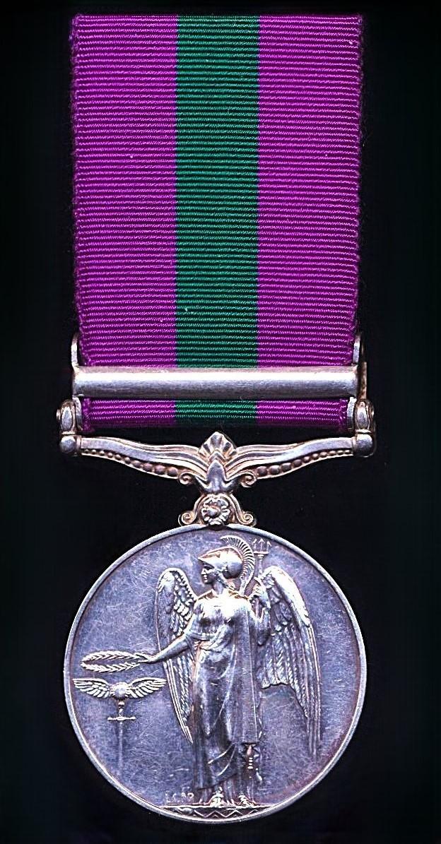 General Service Medal 1918-62. GVI second issue with clasp 'Malaya' (21134791 Rfn. Ratnabahadur Thapa. 2 G R)