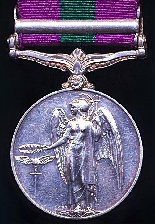 General Service Medal 1918-62. GVI second issue with clasp 'Malaya' (21134791 Rfn. Ratnabahadur Thapa. 2 G R)