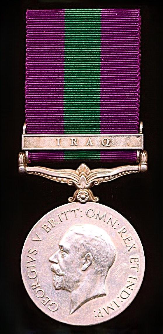 General Service Medal 1918-62. With clasp 'Iraq' (6571 Rfmn. Narjit Rai. 1-10-Gurkha R.)