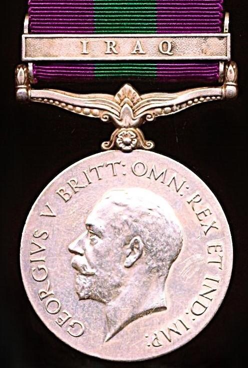 General Service Medal 1918-62. With clasp 'Iraq' (6571 Rfmn. Narjit Rai. 1-10-Gurkha R.)
