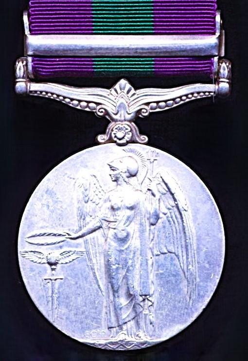 General Service Medal 1918-62. With clasp 'Iraq' (6571 Rfmn. Narjit Rai. 1-10-Gurkha R.)