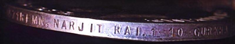 General Service Medal 1918-62. With clasp 'Iraq' (6571 Rfmn. Narjit Rai. 1-10-Gurkha R.)