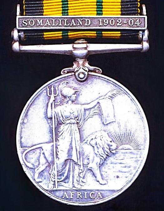 Africa General Service Medal 1902-56. EDVII silver issue with clasp 'Somaliland 1902-04' (216 Sepoy Fateh Ali. 101 / Gren:)