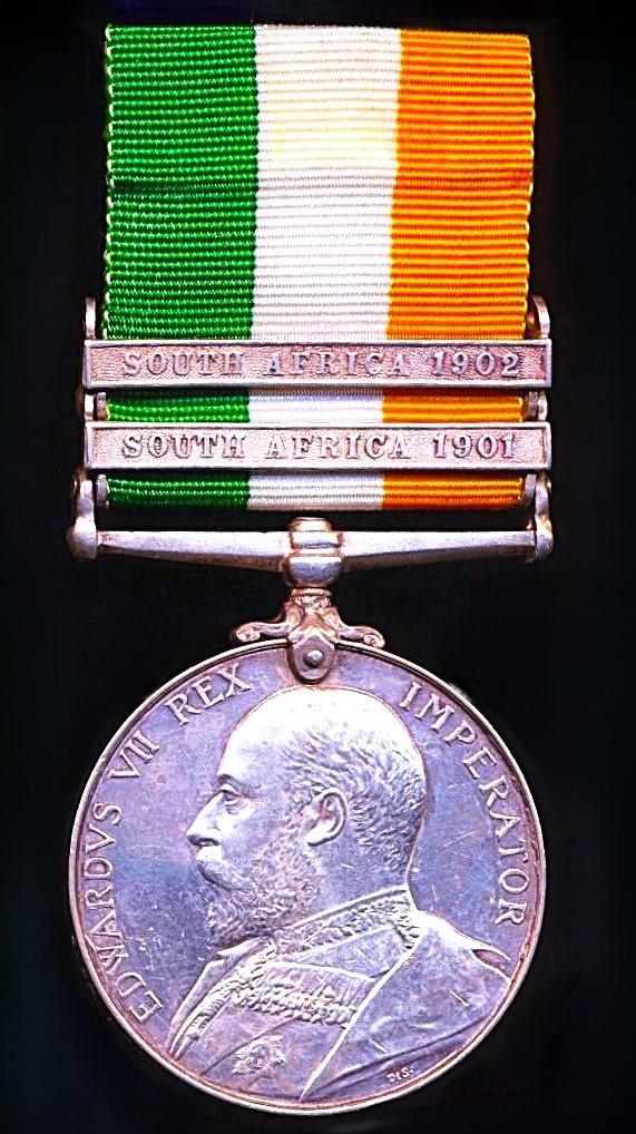 King's South Africa Medal 1901-1902. With 2 x clasps 'South Africa 1901' & 'South Africa 1902' (5762 Pte R. Williams. Rifle Brigade.)