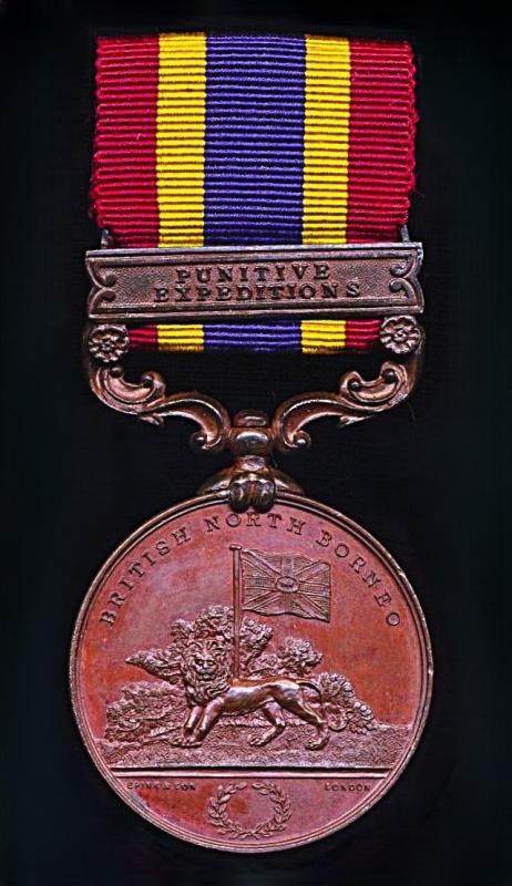 British North Borneo Company Medal 1897-1916. Bronze issue with clasp 'Punitive Expeditions'