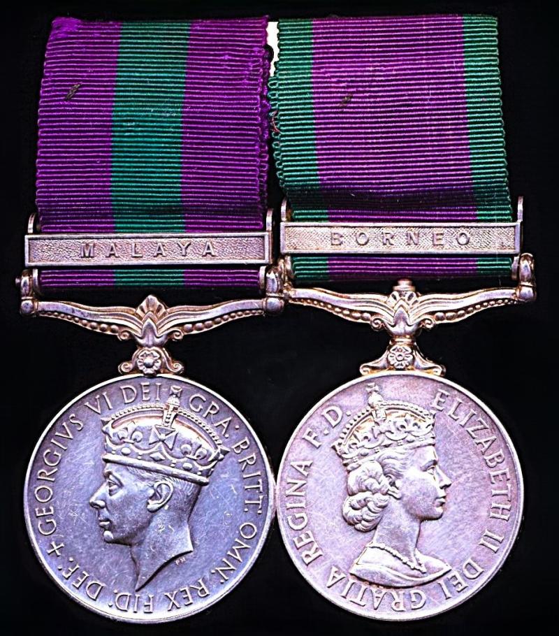 A campaign medal pair for the Malaya Emergency and Indonesian Confrontation: Sergeant Rambahadur Sunwar, Gurkha Signals