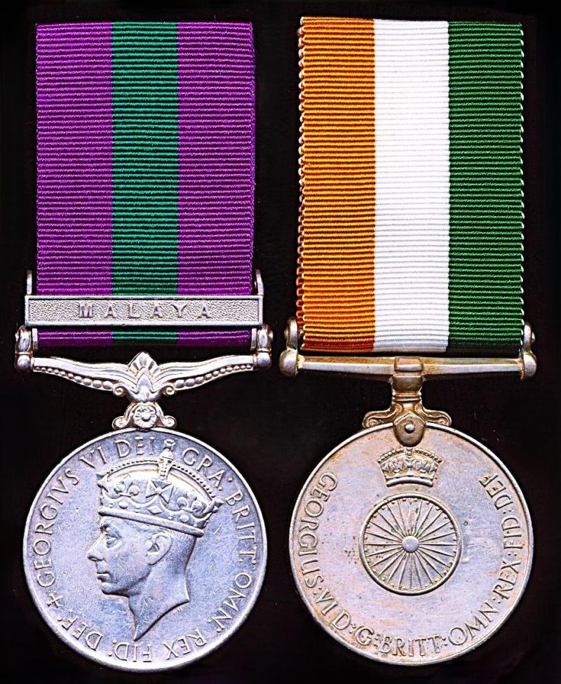 A India Independence and Malaya Emergency medal pair: Rifleman Balbahadur Thapa, 2nd Gurkha Rifles
