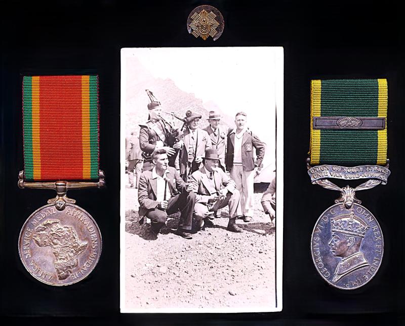 A well documented 'Gordon Highlanders' overseas affiliate regiment Second World War Africa Service & Long Service Medal pair: Sergeant John Thomas Furness, Cape Town Highlanders