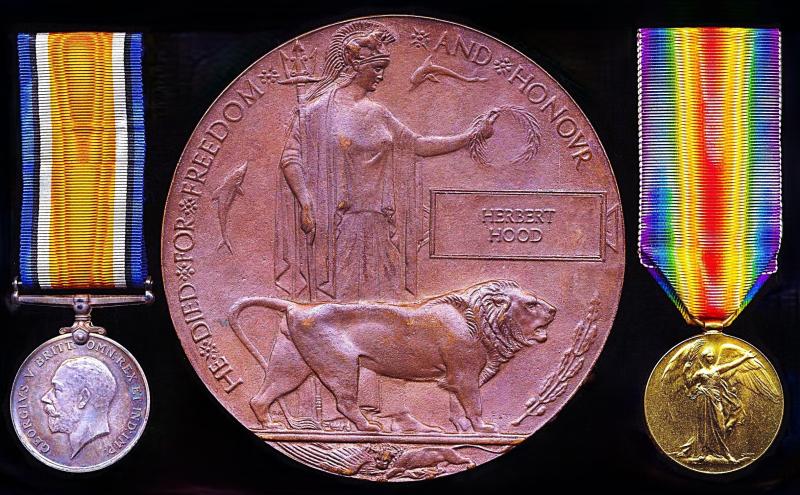 A Maidstone 'Man of Kent' interest, 'Bangalore, India' Great War casualty medal group of two together with companion Memorial Plaque: Private Herbert Hood, 596th Motor Transport Company, Army Service Corps 