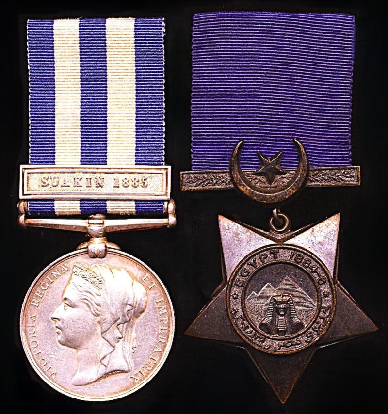 A Glenmuick / Ballater / Aboyne / Canada & Sudan interest well documented Sudan 1885 Campaign pair of medals: Sapper John Ewan, Royal Engineers, late 24th Company Royal Engineers