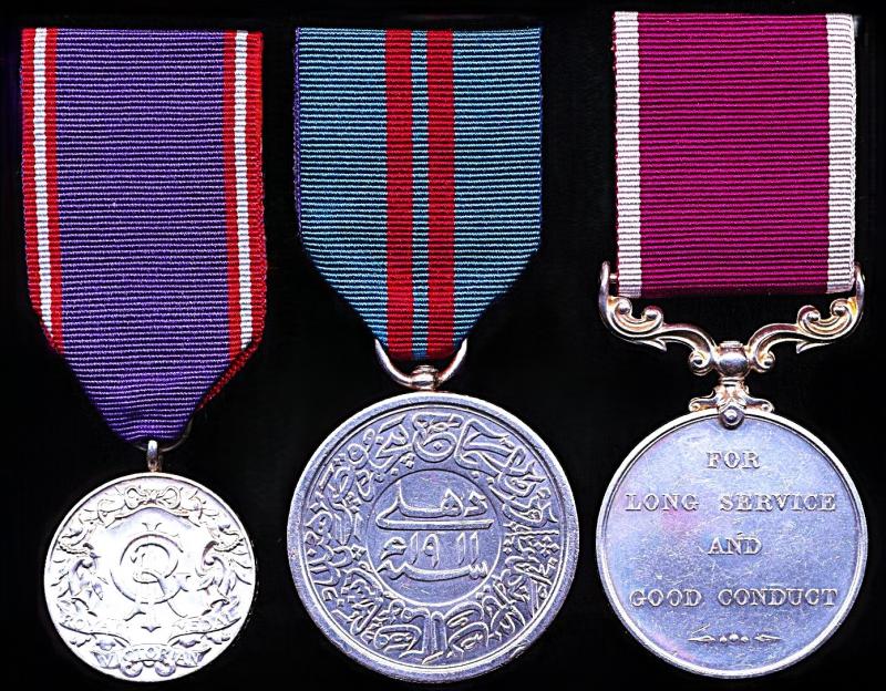 A 1911 ‘Delhi Durbar’ R.V.M. and long service medal group of 3: Conductor Henry Nicholl, Indian Ordnance Department late Royal Artillery