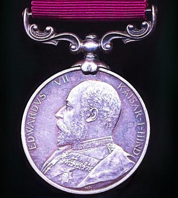India Long Service and Good Conduct Medals. EDVII issue (1359 Naick Likal Singh 14th. P. of W. O. F. Sikhs.)