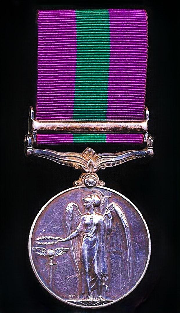General Service Medal 1918-62. GVI first type with clasp 'Palestine 1945-48' (2660426 Gdsm P. Slade-Hurn. Coldm Gds.)